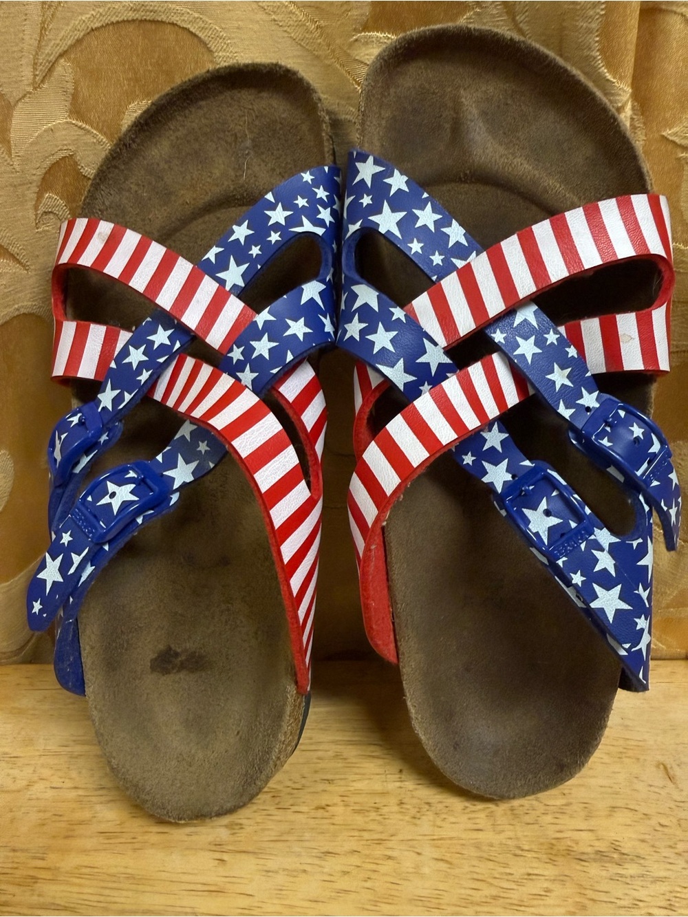 Birki's By Birkenstock Size 37 Narrow  Stars And Stripes  Birko-Flor Slides